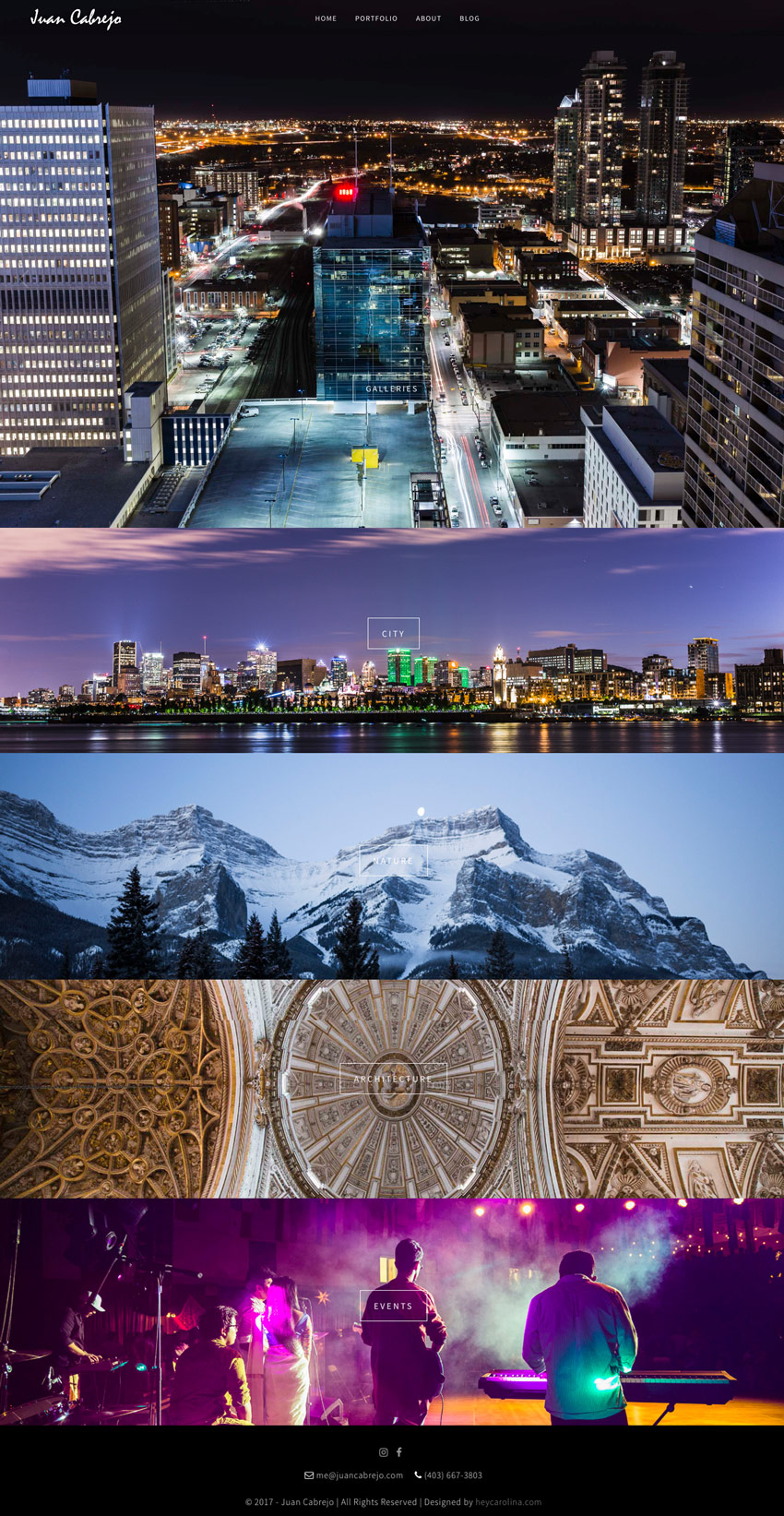 Juan Cabrejo Photography website design, graphic design, web development, wordpress