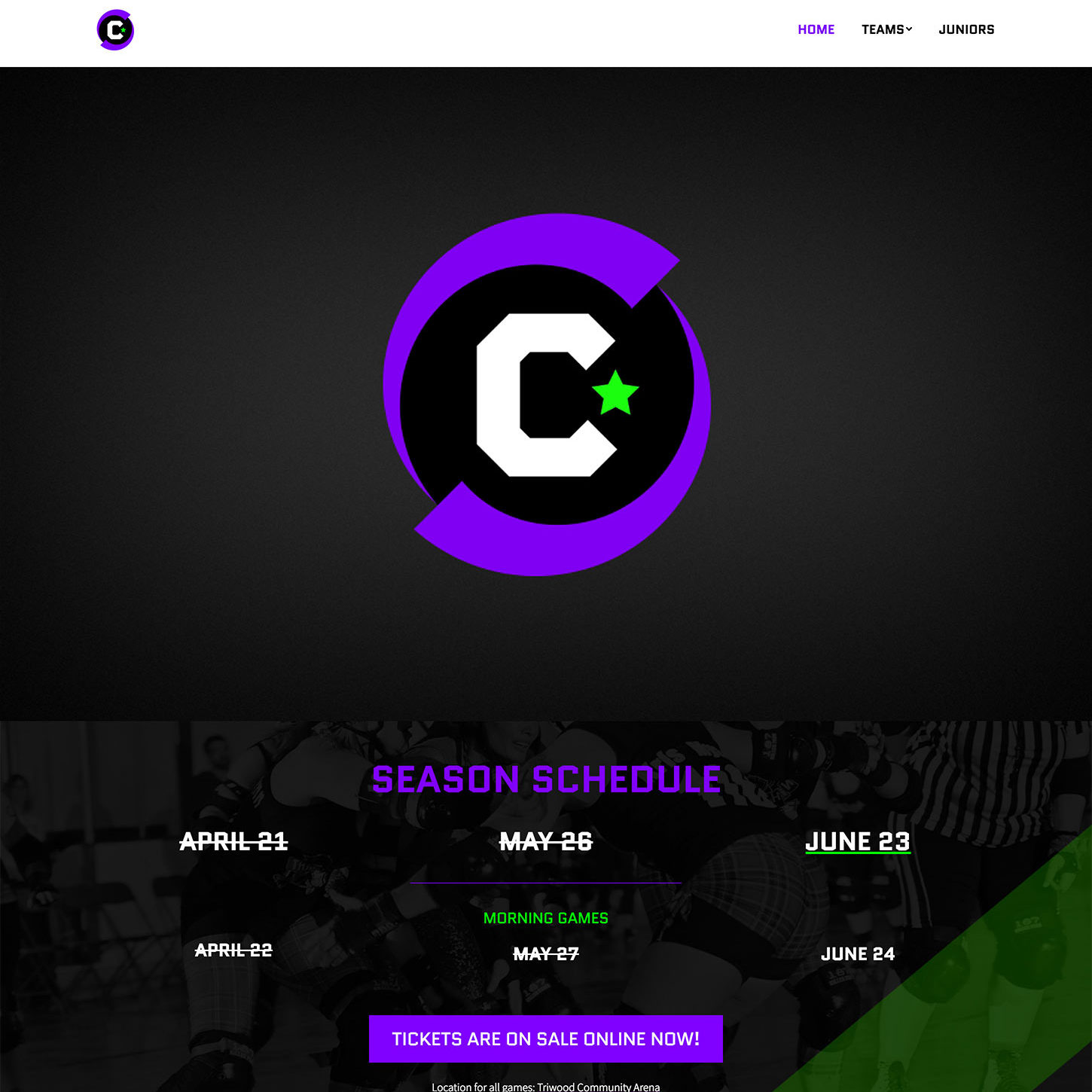 Calgary Roller Derby website design, graphic design, web development, wordpress