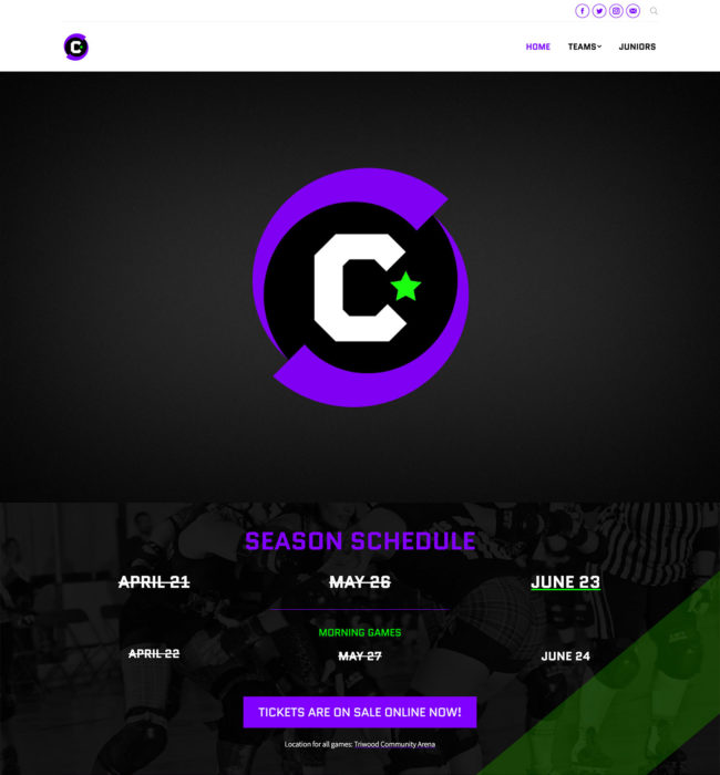 Calgary Roller Derby website design, graphic design, web development, wordpress