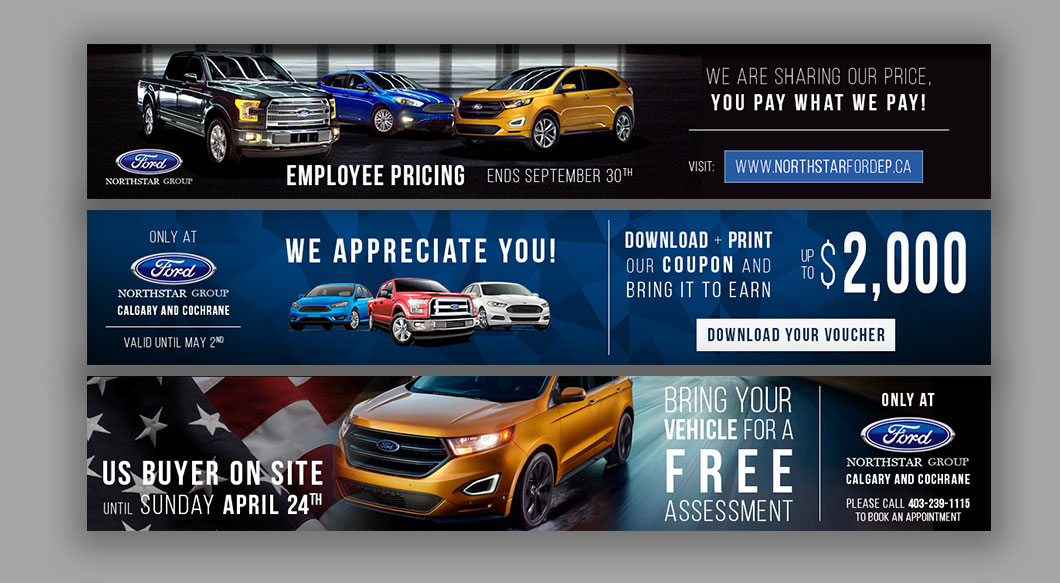 Northstar Ford website design, graphic design, banners, social media, wordpress