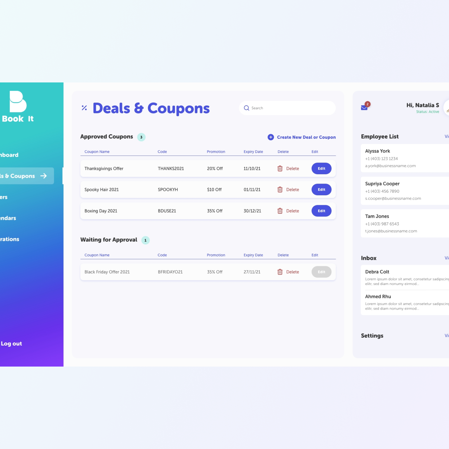 Book It - Web App Design - Table