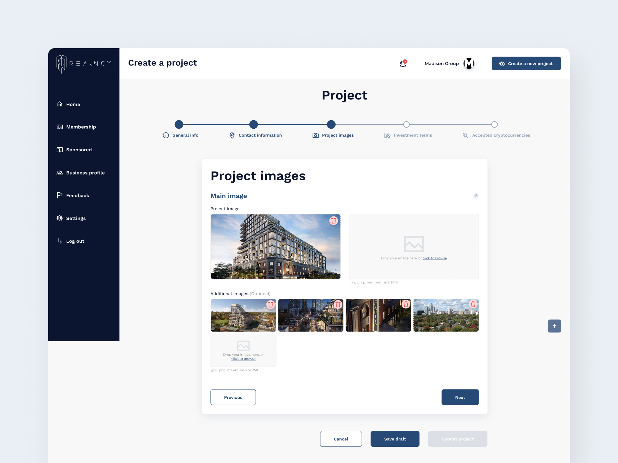 Realncy - Web App Design - Builder Portal - images