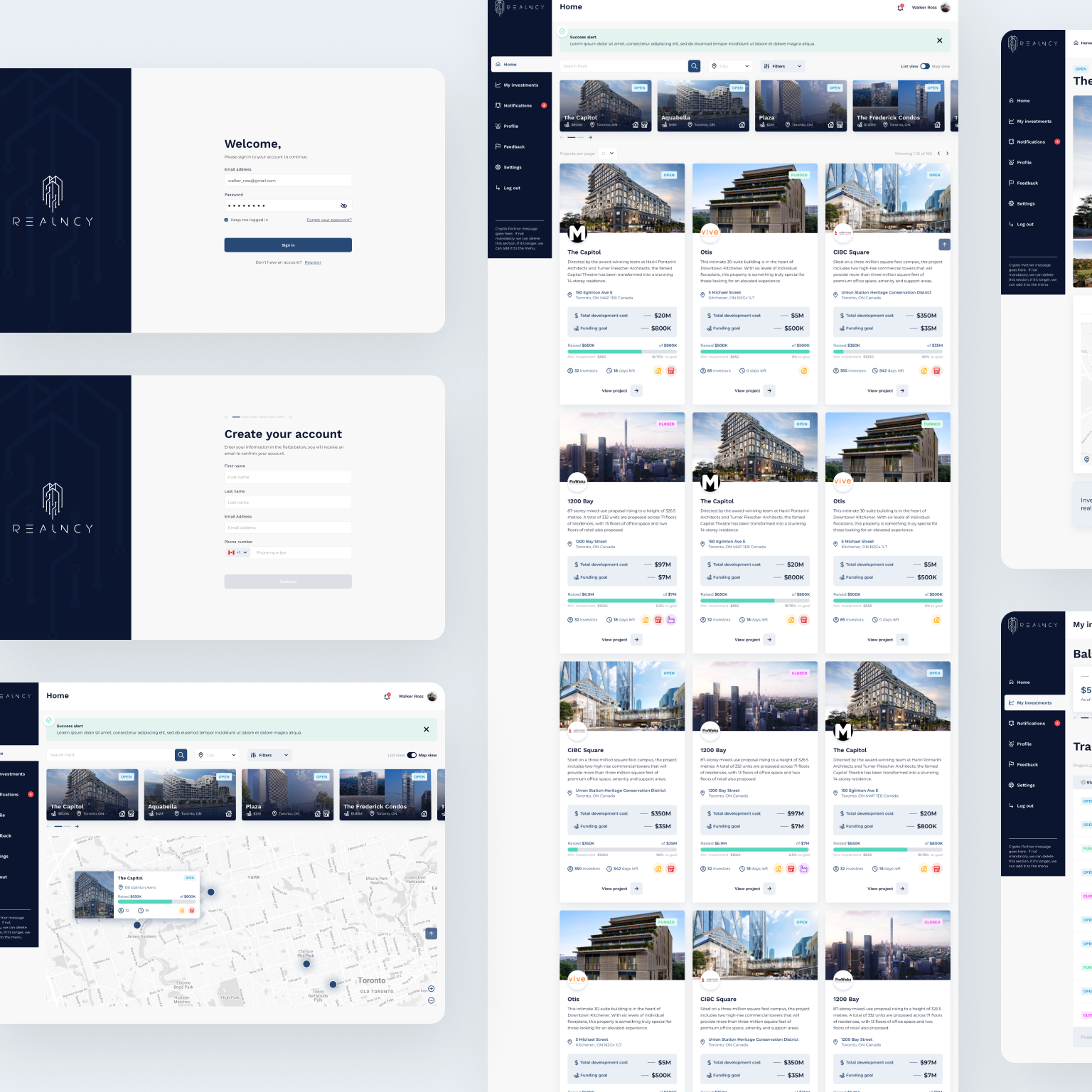 Realncy - Web App Design - Investor Portal