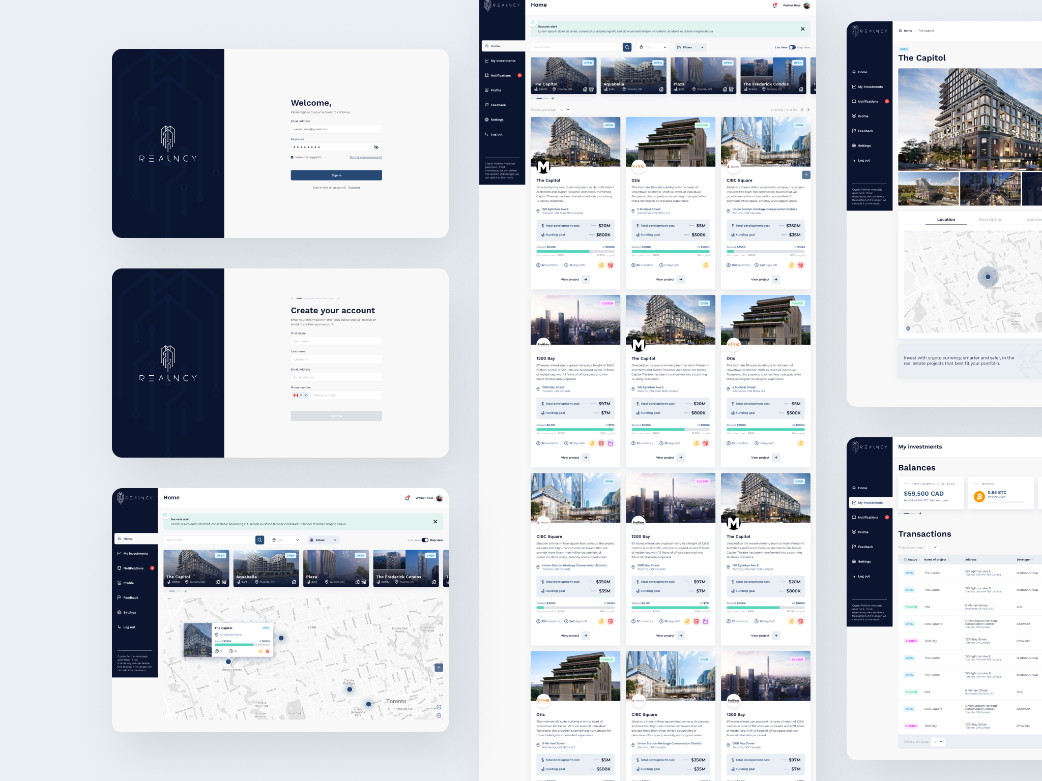 Realncy - Web App Design - Investor Portal