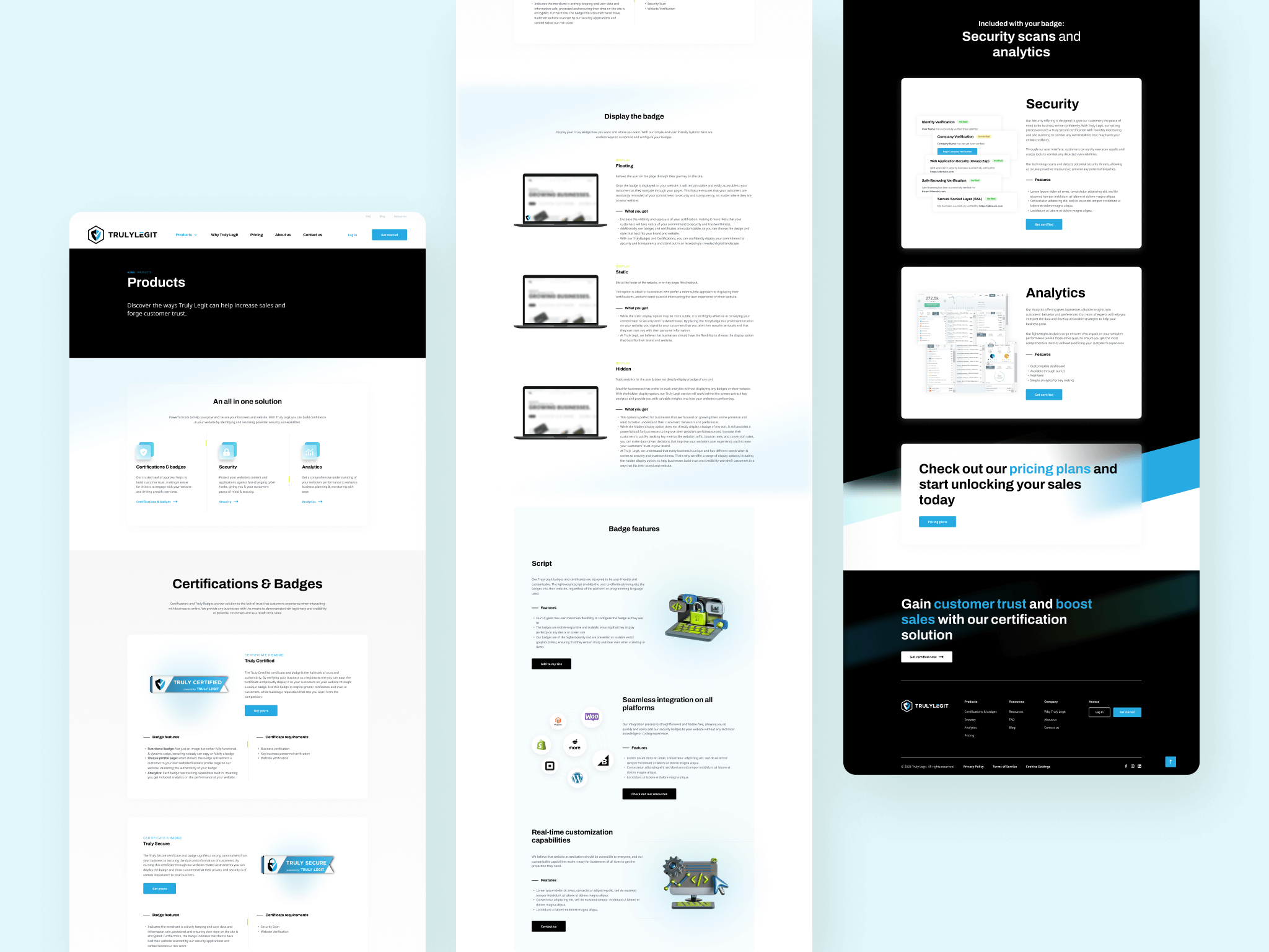 Truly Legit - secondary page design