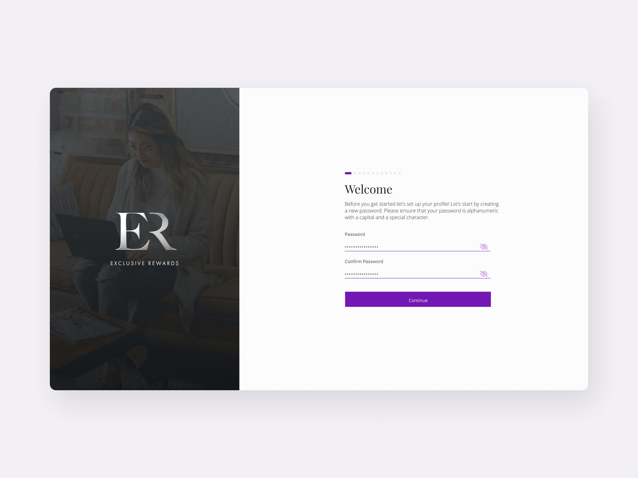 ER Web portals design - onboarding